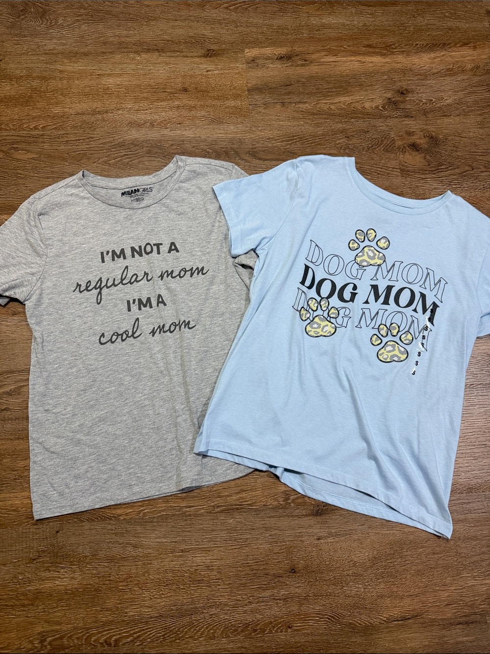 Mom Graphic Tee Bundle - Gray 'Cool Mom' + Light Blue 'Dog Mom'